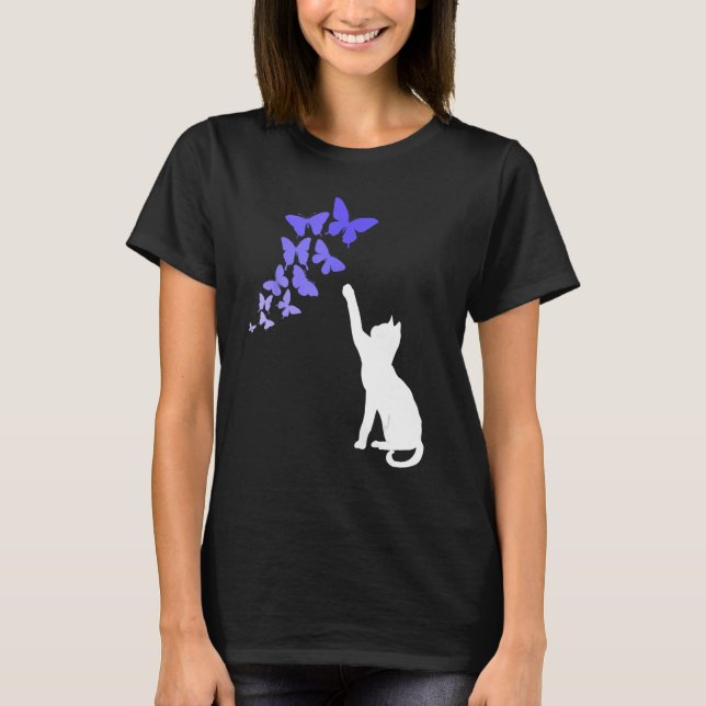 Cat with Butterflies Beautiful Butterfly T-Shirt (Vorderseite)
