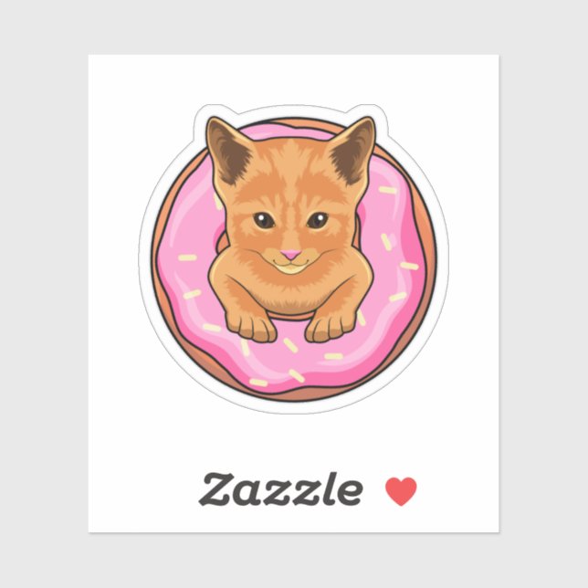 Cat with Donut Aufkleber (Blatt)