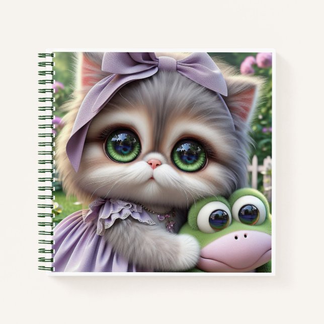 Cat with Frog, by Natasha Us   Notizbuch (Vorderseite)