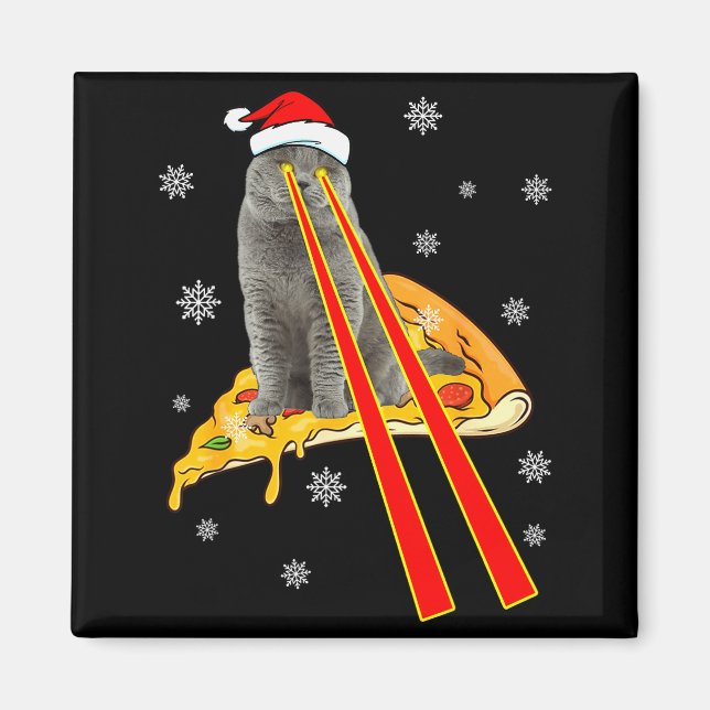 Cat With Laser Eyes Funny Zza Cat Christmas  Magnet (Vorne)