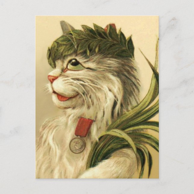 Cat with Laurel Wreath by Maurice Boulanger Postkarte (Vorderseite)