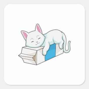 Cat with Milk Quadratischer Aufkleber