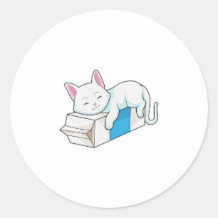 Cat with Milk Runder Aufkleber