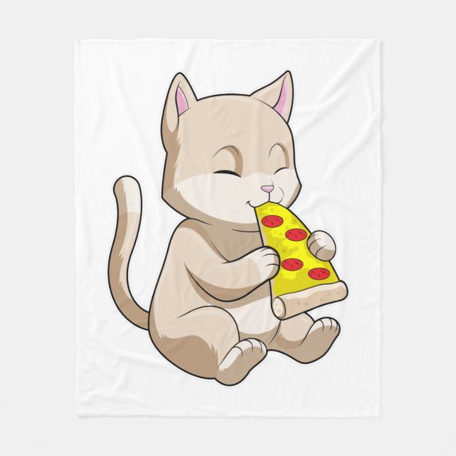 Cat with Pizza Fleecedecke (Vorderseite)