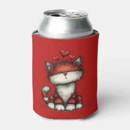 Cat with Red Love Hearts Cute and Funny Dosenkühler