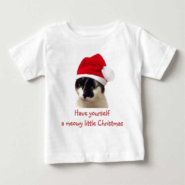 Cat with Santa’s Hat Baby T-shirt (Vorderseite)