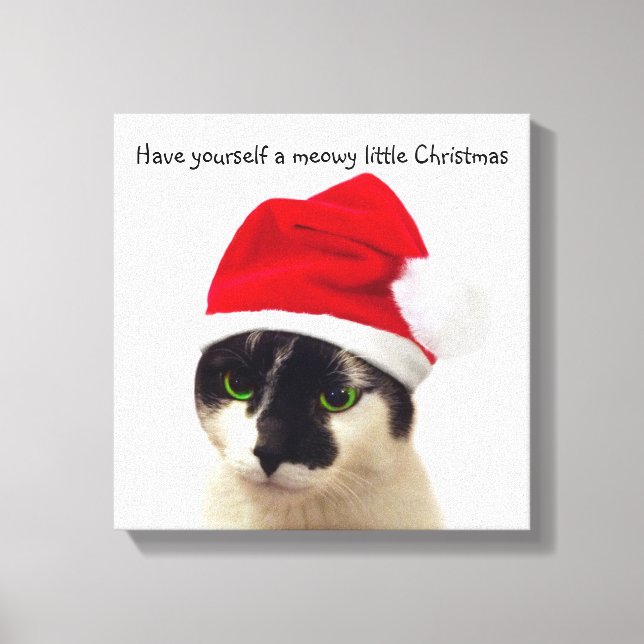 Cat with Santa’s Hat Leinwanddruck (Vorderseite)