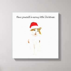 Cat with Santa’s Hat Leinwanddruck