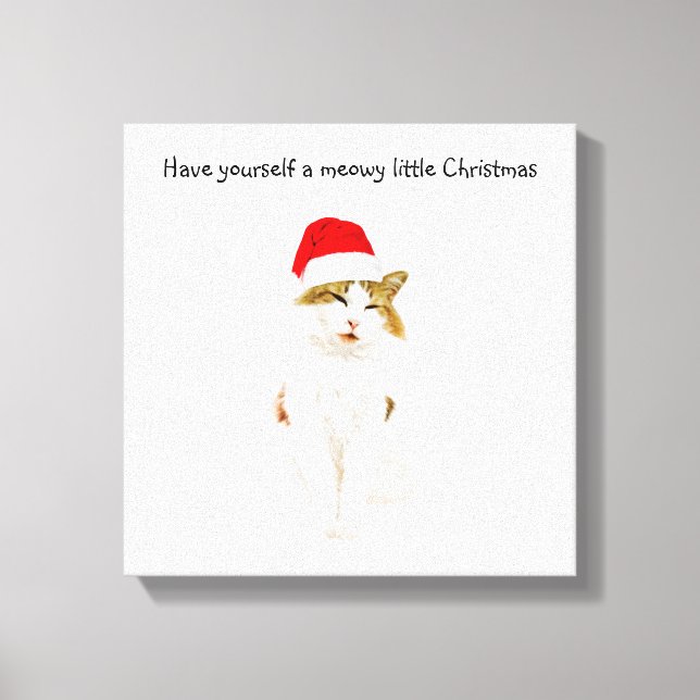 Cat with Santa’s Hat Leinwanddruck (Vorderseite)