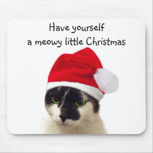 Cat with Santa’s Hat Mousepad