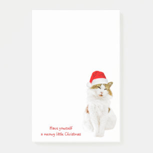 Cat with Santa’s Hat Post-it Klebezettel