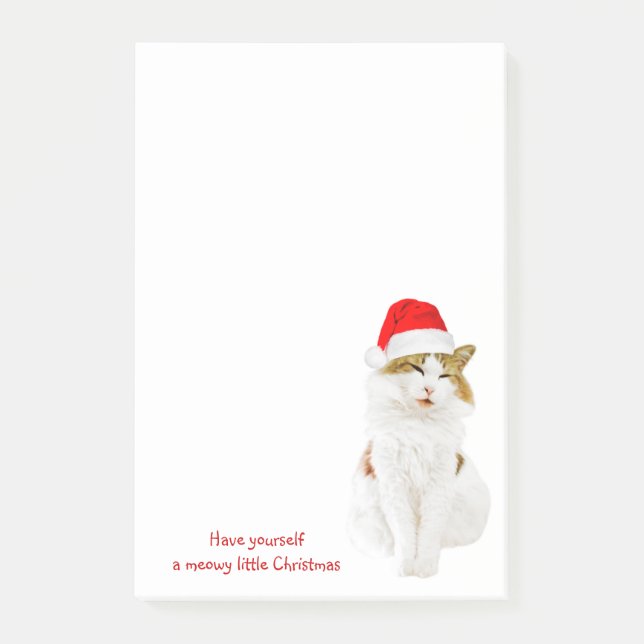 Cat with Santa’s Hat Post-it Klebezettel (Vorderseite)