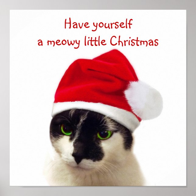 Cat with Santa’s Hat Poster (Vorne)
