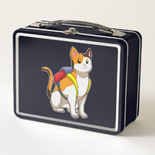 Cat with Satchel Metall Brotdose