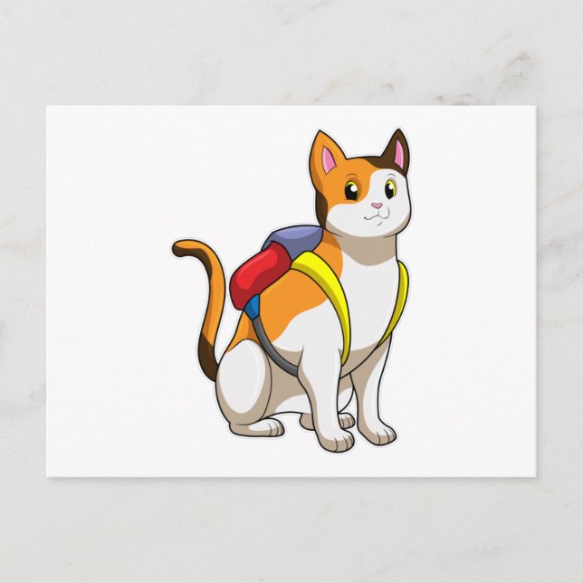 Cat with Satchel Postkarte (Vorderseite)