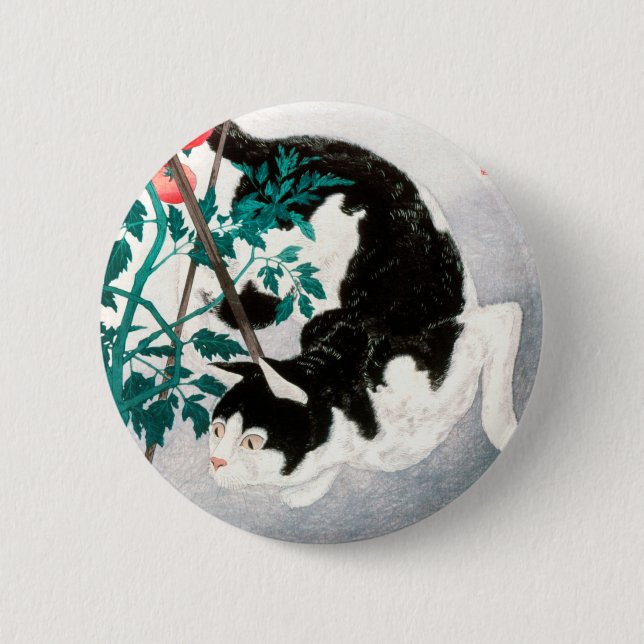 Cat with Tomato Plant (1931) by Hiroaki Takahashi Button (Vorderseite)