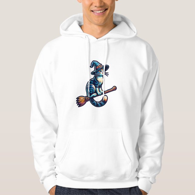 Cat Wizard Halloween Hexe Mystical Cat Lovers Hal Hoodie (Vorderseite)