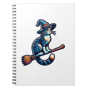 Cat Wizard Halloween Hexe Mystical Cat Lovers Hal Notizblock