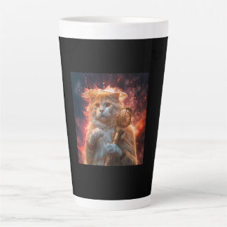 Cat Wizard With Magic Staff Amidst Flames Milchtasse