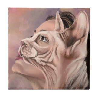 Cat Woman Ceramic Tile Fliese