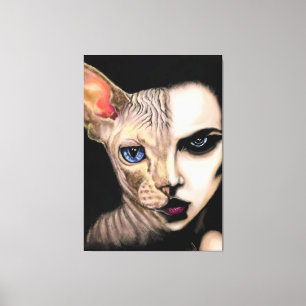 Cat Woman - Facebook Canvas Print - Malerei Art Leinwanddruck