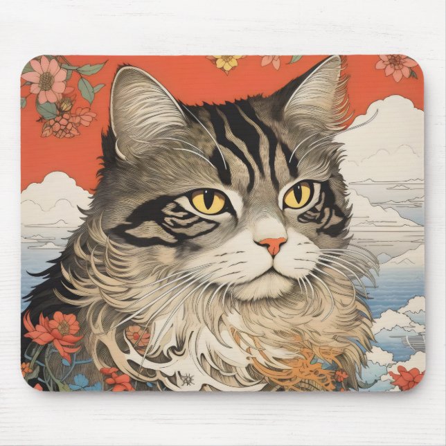 Cat Woodblock Mousepad (Vorne)