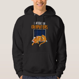 Cat Work on Computer Science Coder Programmer Hoodie