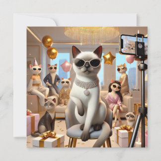 Cat Working Woman Party Einladung