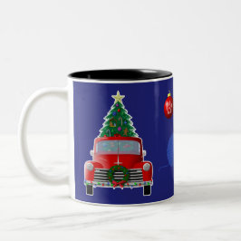 Cat Yarn Christmas Tree Little Red Truck Zweifarbige Tasse