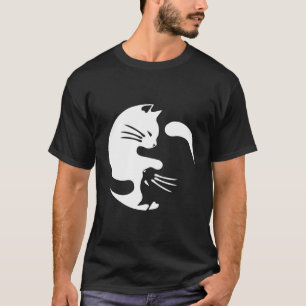 Cat Yin Yang Peace Love Interconnection T - Shirt