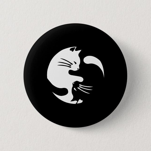 Cat Yin Yang Peace Loving Geschenkidee Button (Vorderseite)