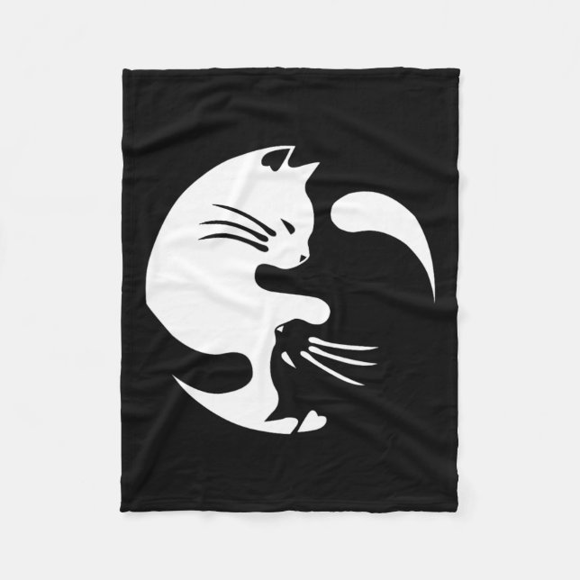 Cat Yin Yang Peace Loving Geschenkidee Fleecedecke (Vorderseite)