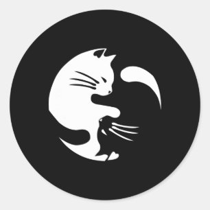 Cat Yin Yang Peace Loving Geschenkidee Runder Aufkleber
