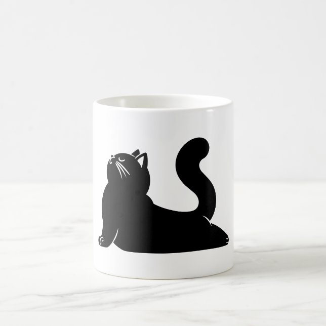 *Cat Yoga #17 Digitale Kunst Kaffeetasse (Mittel)
