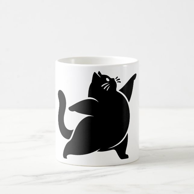 *Cat Yoga #19 Digitale Kunst Kaffeetasse (Mittel)