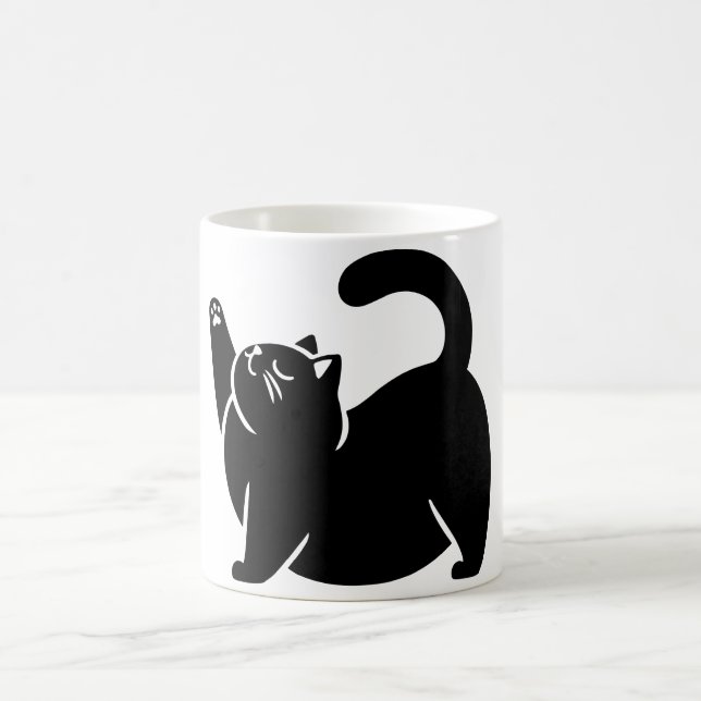 *Cat Yoga #3 Digitale Kunst Kaffeetasse (Mittel)