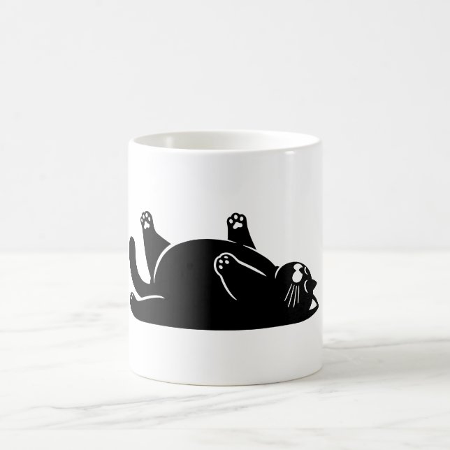 *Cat Yoga #6 Digitale Kunst Kaffeetasse (Mittel)