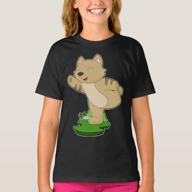 Cat Yoga Fitness Gymnastik T-Shirt (Vorderseite)