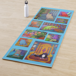 Cat Yoga Mat---blue Yogamatte