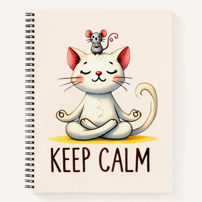 Cat Yoga Pose - Behalt Calm Notizbuch (Vorderseite)