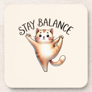 Cat Yoga Pose - Bleibe Getränkeuntersetzer
