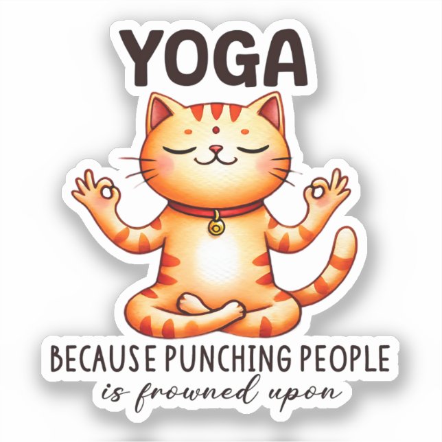 Cat Yoga Pose - Funny Yoga Aufkleber (Vorderseite)