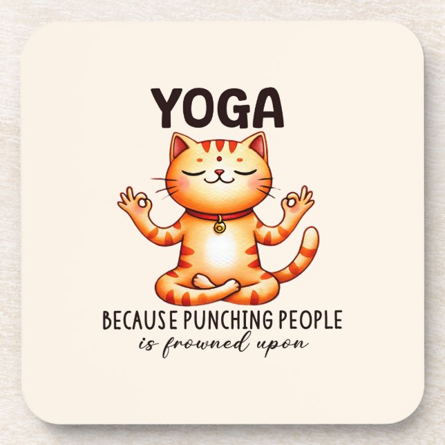 Cat Yoga Pose - Funny Yoga Getränkeuntersetzer (Vorderseite)