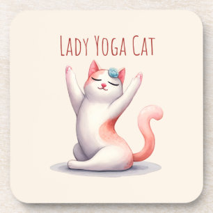 Cat Yoga Pose - Lady Yoga Cat Getränkeuntersetzer