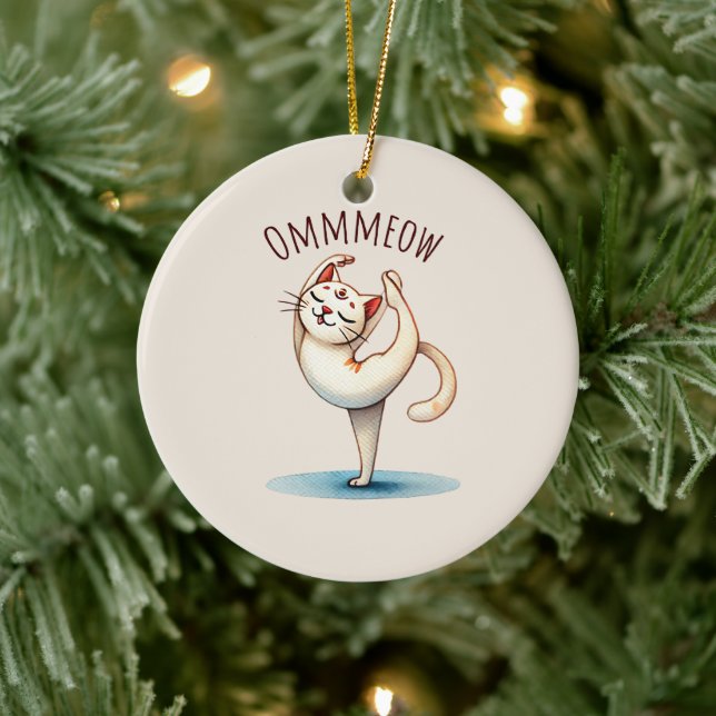 Cat Yoga Pose - Meow Keramik Ornament (Baum)