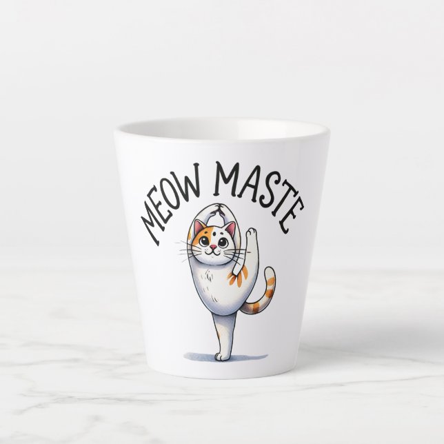 Cat Yoga Pose - Meow Maste Milchtasse (Vorderseite)