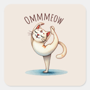 Cat Yoga Pose - Meow Quadratischer Aufkleber