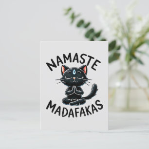 Cat Yoga Pose - Namaste Madafakas Postkarte