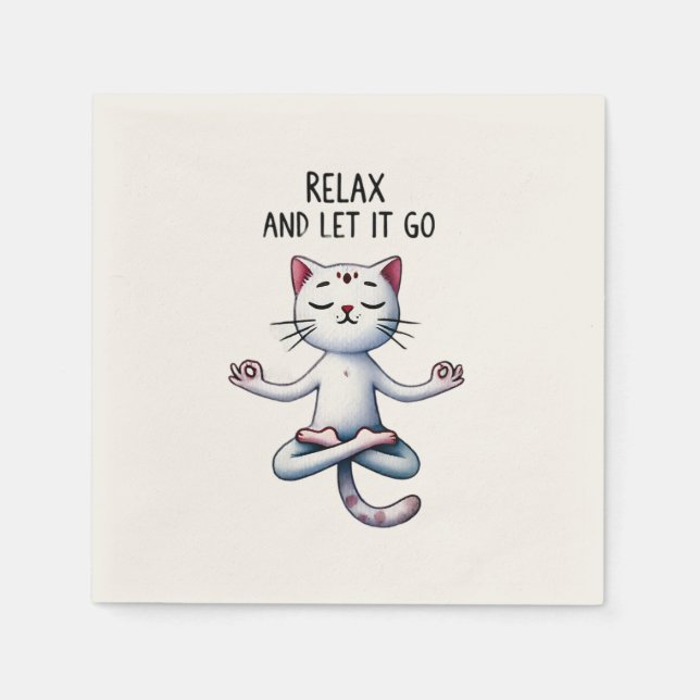 Cat Yoga Pose - Relax und Lass It Go Serviette (Vorderseite)