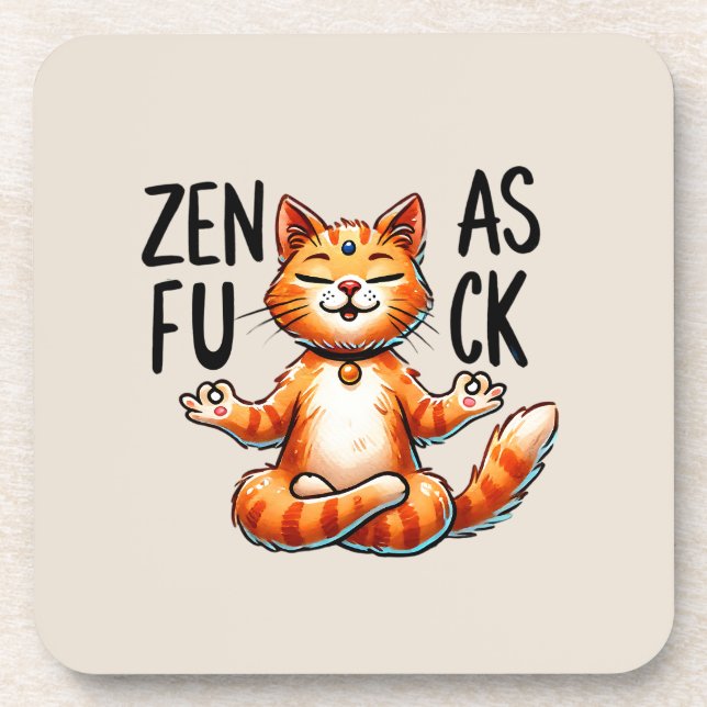 Cat Yoga Pose - Zen Getränkeuntersetzer (Vorderseite)